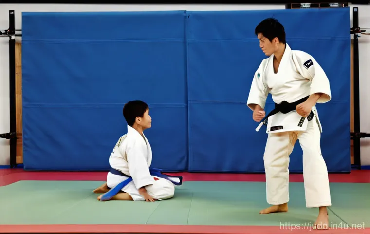 유도 영상 강의 추천 - **Image Prompt 1: Focused Home Judo Practice**
    A lone adult, gender-neutral, wearing a clean whi...