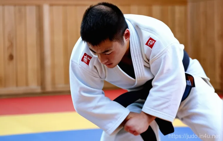 유도와 주짓수 비교 - A dynamic scene inside a brightly lit martial arts dojo, showcasing both Judo and Jiu-Jitsu simultan...