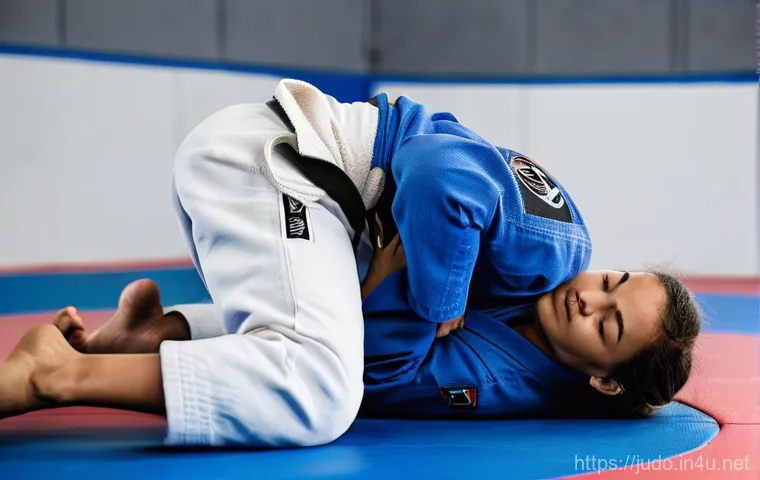 유도와 주짓수 비교 - A highly energetic and focused male judoka, approximately 25-35 years old, in a crisp white judogi, ...
