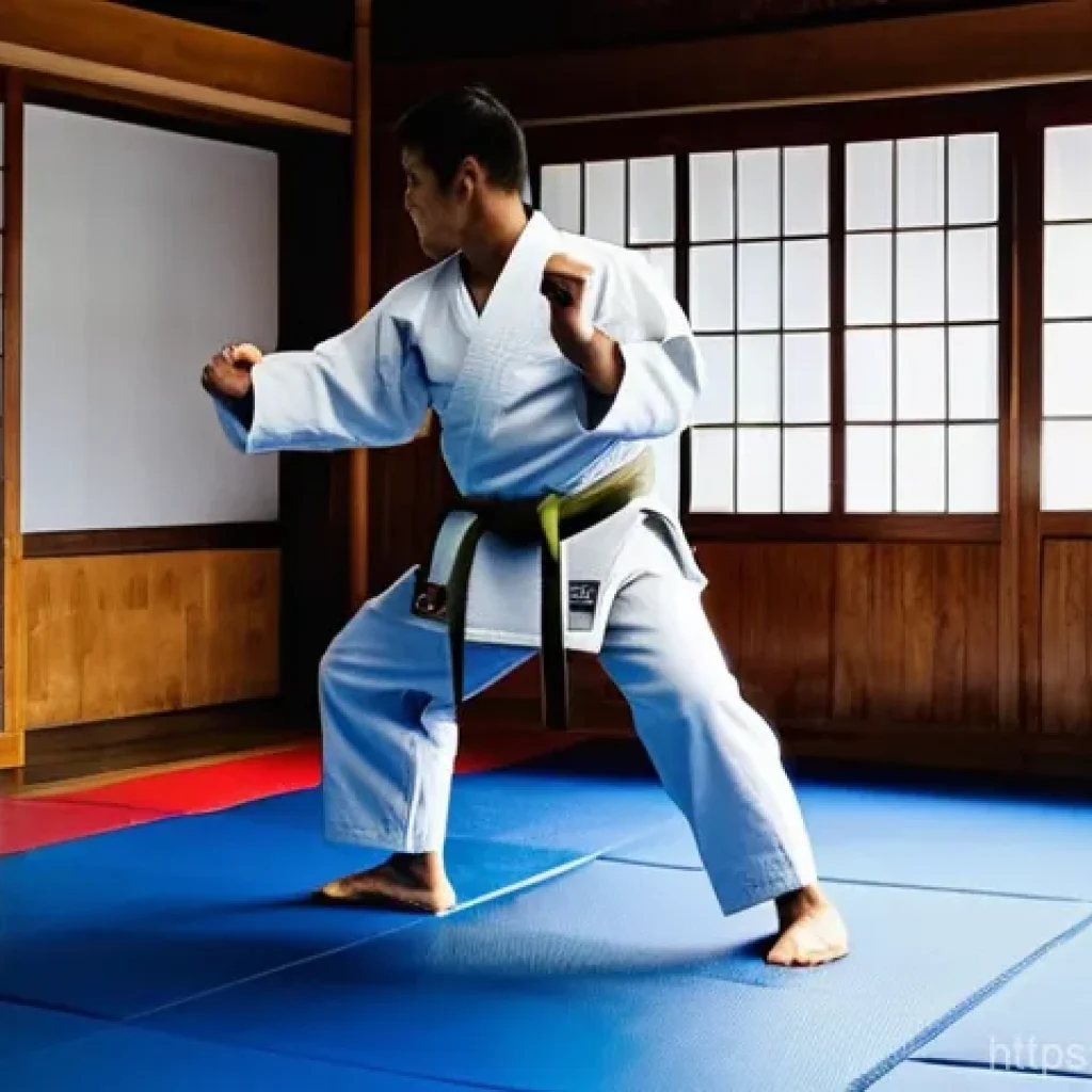 유도 스파링 규칙 - **Prompt:** A dynamic scene inside a brightly lit judo dojo, focusing on a safe and educational spar...
