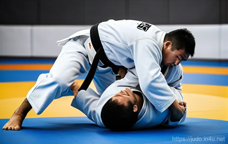유도 스파링 규칙 - **Prompt:** An image capturing the essence of safety and mutual respect during a judo sparring sessi...